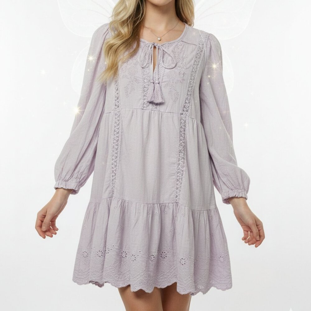 Penelope Rose Dress Lavender Boho Fairy Angelic Gauzy Boho L